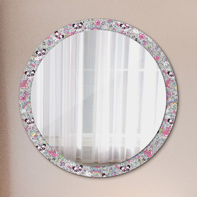 Round decorative wall mirror Panda unicorn