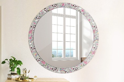 Round decorative wall mirror Panda unicorn