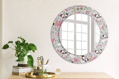 Round decorative wall mirror Panda unicorn