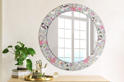 Round decorative wall mirror Panda unicorn