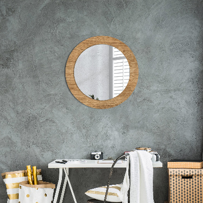 Round decorative wall mirror Wood texture