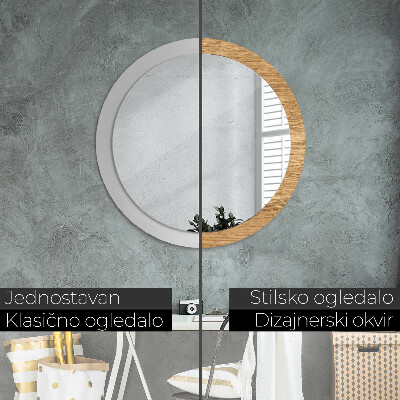 Round decorative wall mirror Wood texture