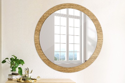 Round decorative wall mirror Wood texture