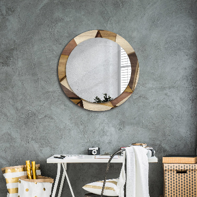 Round decorative wall mirror Geometric wood 3d