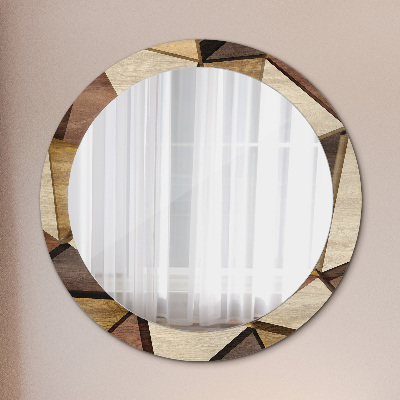 Round decorative wall mirror Geometric wood 3d