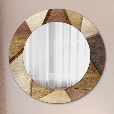 Round decorative wall mirror Geometric wood 3d