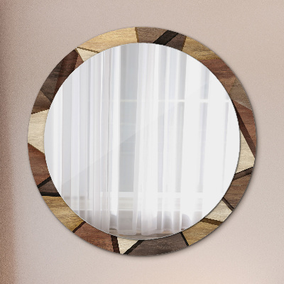 Round decorative wall mirror Geometric wood 3d