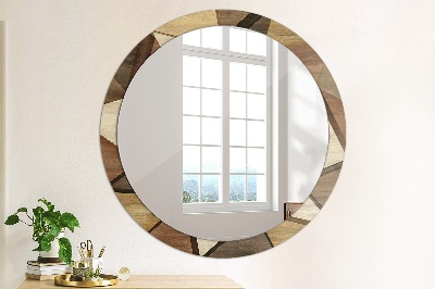 Round decorative wall mirror Geometric wood 3d