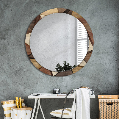 Round decorative wall mirror Geometric wood 3d