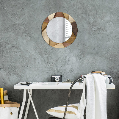 Round decorative wall mirror Geometric wood 3d