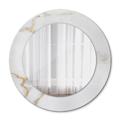 Round decorative wall mirror White gold marble