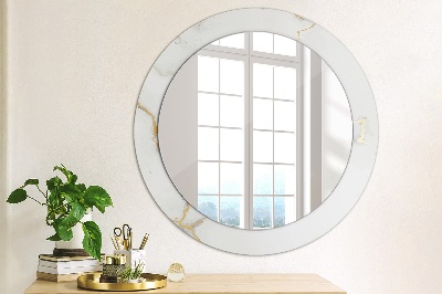 Round decorative wall mirror White gold marble