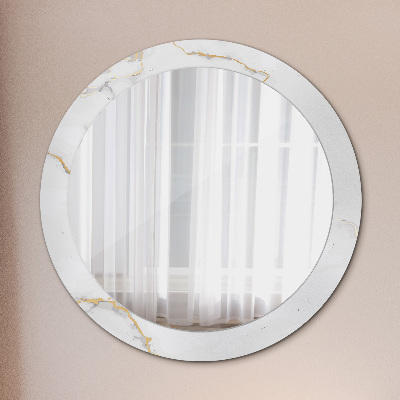 Round decorative wall mirror White gold marble