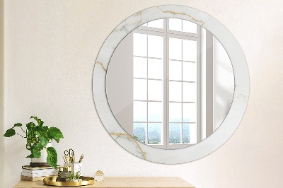 Round decorative wall mirror White gold marble