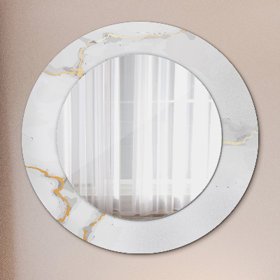 Round decorative wall mirror White gold marble