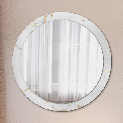 Round decorative wall mirror White gold marble