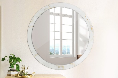 Round decorative wall mirror White gold marble