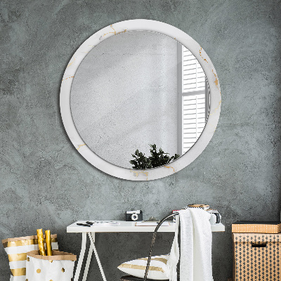 Round decorative wall mirror White gold marble