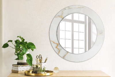 Round decorative wall mirror White gold marble