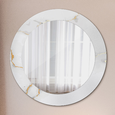 Round decorative wall mirror White gold marble