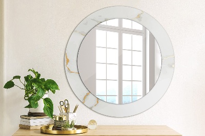 Round decorative wall mirror White gold marble