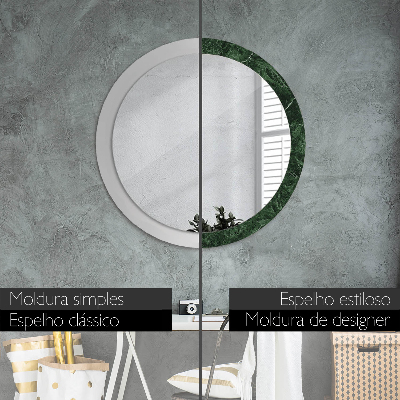 Round decorative wall mirror Green marble