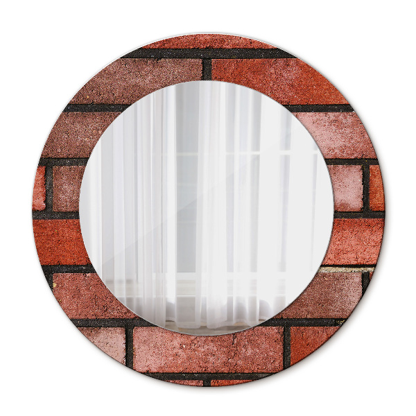 Round decorative wall mirror Red brick