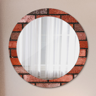 Round decorative wall mirror Red brick