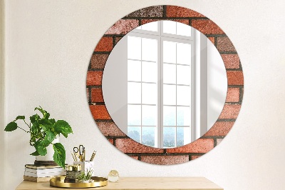 Round decorative wall mirror Red brick