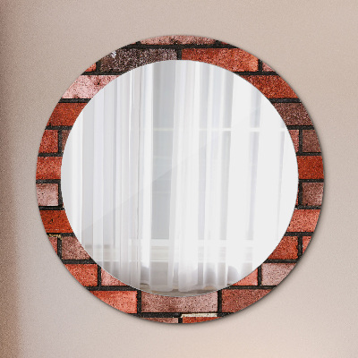 Round decorative wall mirror Red brick