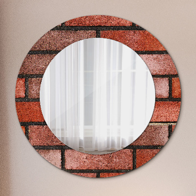 Round decorative wall mirror Red brick