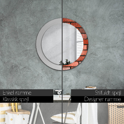 Round decorative wall mirror Red brick