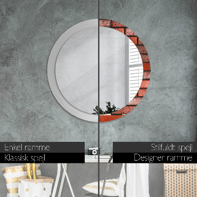 Round decorative wall mirror Red brick