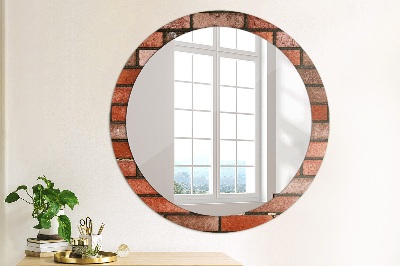 Round decorative wall mirror Red brick