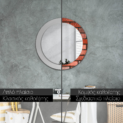 Round decorative wall mirror Red brick