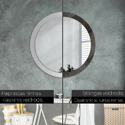 Round mirror print Gray triangles