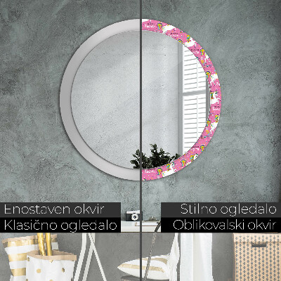 Round mirror printed frame Magic unicorn