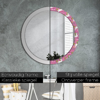 Round mirror printed frame Magic unicorn