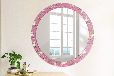 Round mirror printed frame Magic unicorn