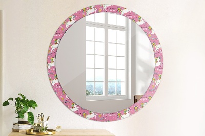 Round mirror printed frame Magic unicorn