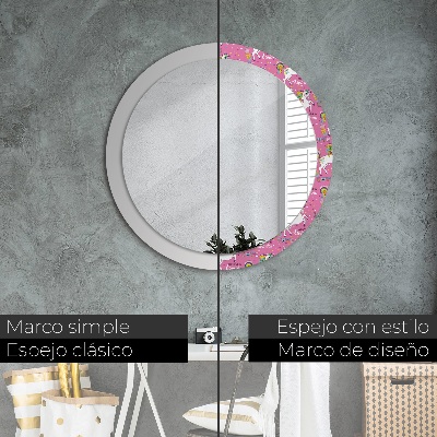 Round mirror printed frame Magic unicorn