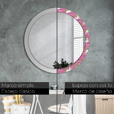 Round mirror printed frame Magic unicorn