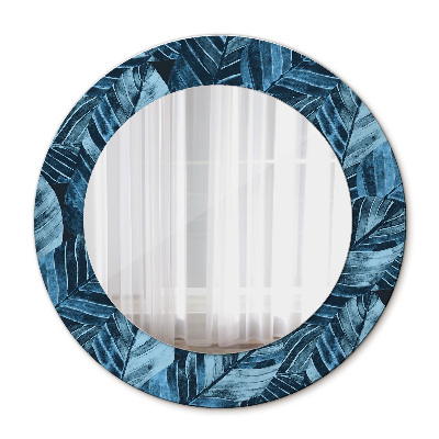 Round mirror printed frame Jungle foliage