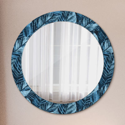 Round mirror printed frame Jungle foliage