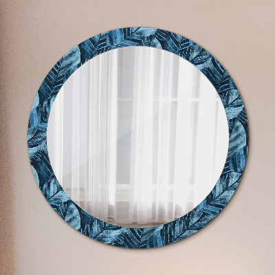 Round mirror printed frame Jungle foliage