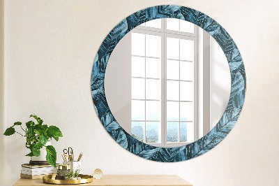 Round mirror printed frame Jungle foliage