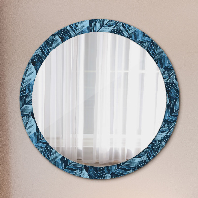 Round mirror printed frame Jungle foliage