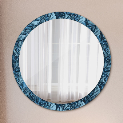 Round mirror printed frame Jungle foliage