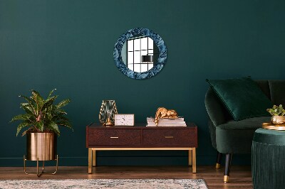 Round mirror printed frame Jungle foliage