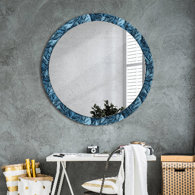 Round mirror printed frame Jungle foliage